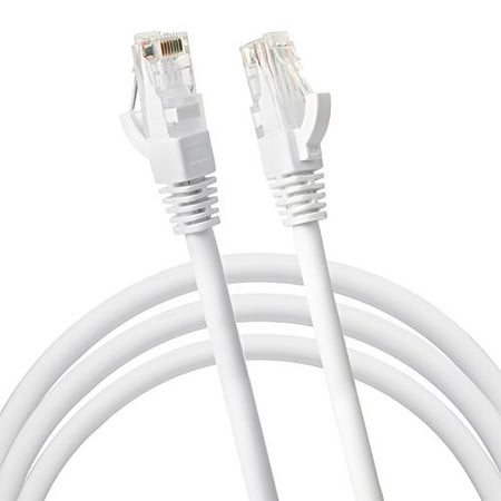 Jumbl Cat6 RJ45 Fast Ethernet Network Cable – 5 Feet White- Connects Computer to Printer, Router, Switch Box or Local Area Network LAN Networking Cord, no Signal