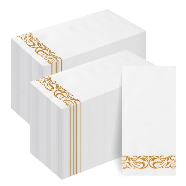 Toallas desechables para invitados Goodluck Linen-Feel, paquete de 200, blancas