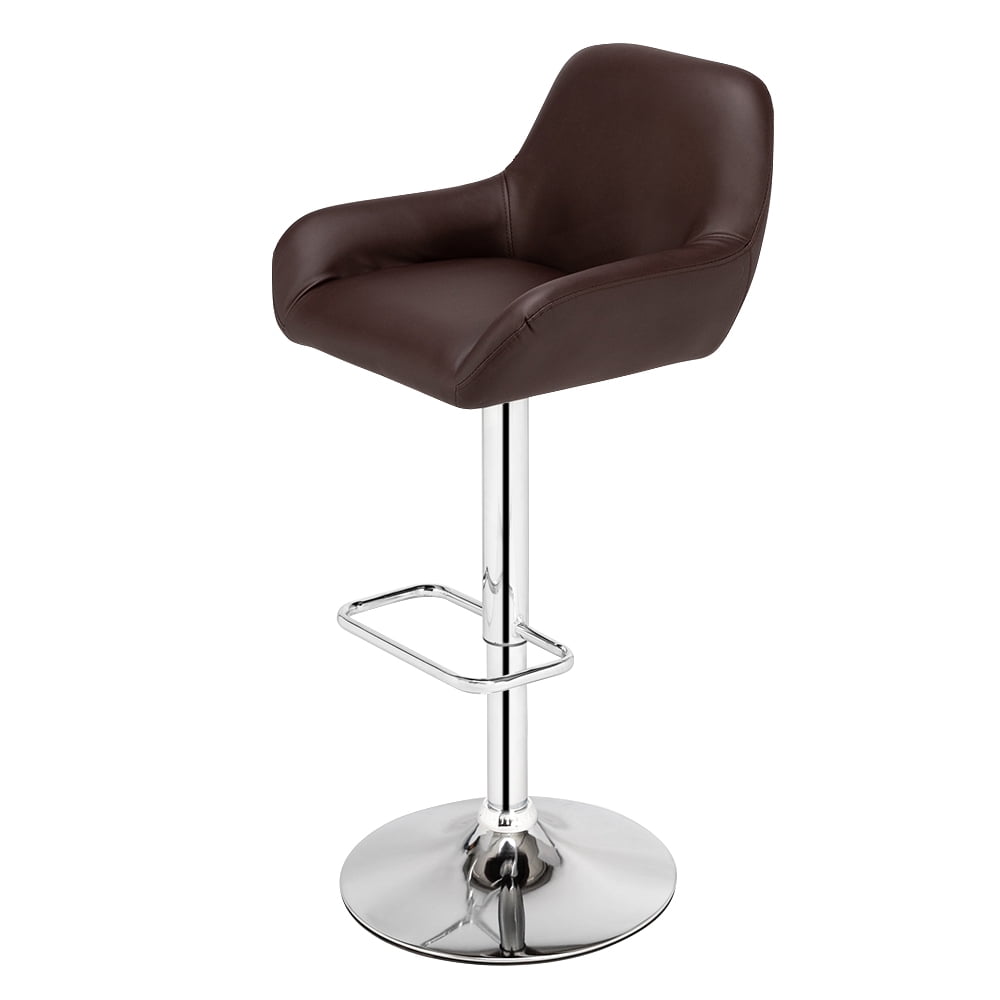 2 BJ221 Dustpan Chair Square Foot Bar Stool PU Fabric Dark Brown