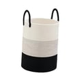thumbnail image 1 of Cesta de lavandería tejida, cesta de ropa sucia, cesta de lavandería decorativa para organización del hogar, cesta de juguete, cesta de manta para Negro Gris35cm, 1 of 8