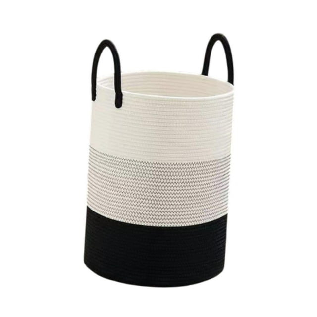 Cesta de lavandería tejida, cesta de ropa sucia, cesta de lavandería decorativa para organización del hogar, cesta de juguete, cesta de manta para Negro Gris35cm