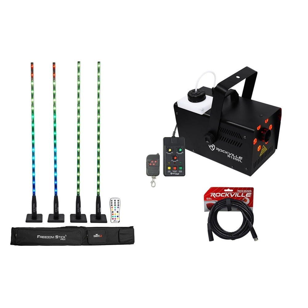 Chauvet DJ FREEDOM STICK PACK w/ (4) DMX Light Array Fixtures+LED Fog Machine