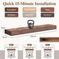 thumbnail image 2 of 60 inch Aged Brown Handcrafted Solid Mantel Shelf for Over Fireplace - Wall Mounted Floating Mantel Shelf with Invisible Brackets, 2 of 7