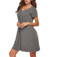 thumbnail image 3 of Medgthi Womens Nightgown, Short Sleeve Nightshirts V-Neck Modal Button Sleepwear Pajamas Breastfeeding Dress For Women, 3 of 3