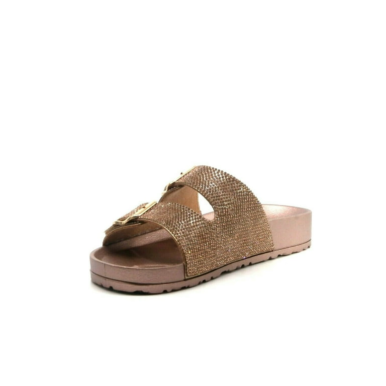 Rose gold deals double buckle sandals