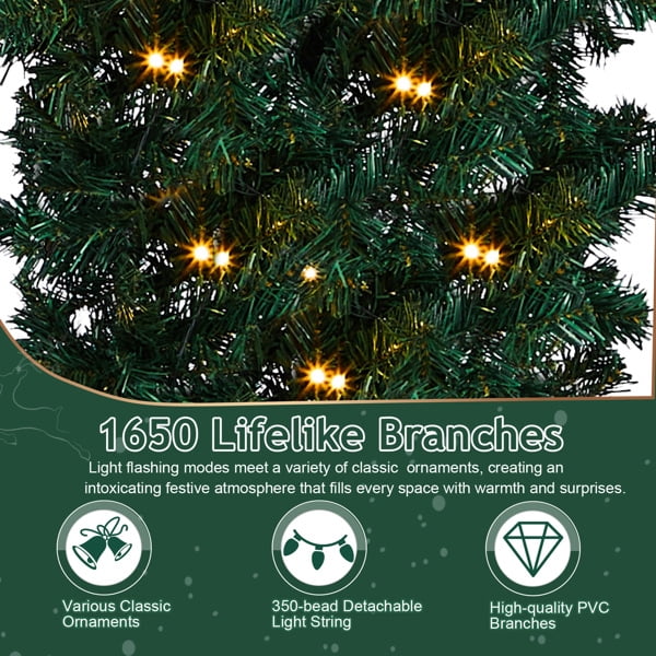 7.9FT Christmas Artificial Tree Archway, 1650 PVC Branch Tips, 350 Warm White LED Lights for Patio, Living Room, Store Entrance