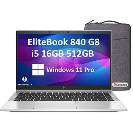 HP EliteBook 840 G8 14'' FHD (Intel 4-Core i5-1145G7, 16GB RAM, 512GB PCIe SSD, UHD Graphics, Full HD IPS) Business Laptop, 2xThunderbolt 4, Webcam, IST Bag, Win 11 Pro - 2022, Silver