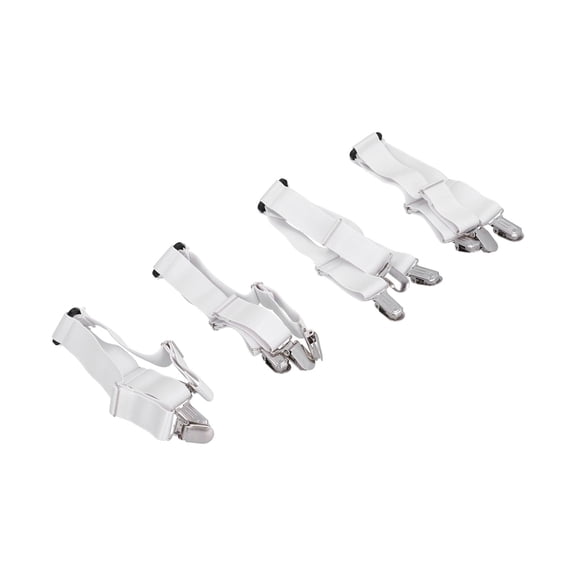 M Buder 4PCS Bed Sheet Holder Straps Fastener Elastic Mattress Cover Blankets Holder Grippers Home Bedding White, 6.7 inches / 17 cm