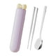 thumbnail image 1 of Juego de cucharas y palillos, vajilla, utensilios de viaje, juego de cubiertos portátiles para Morado 3 piezas, 1 of 9