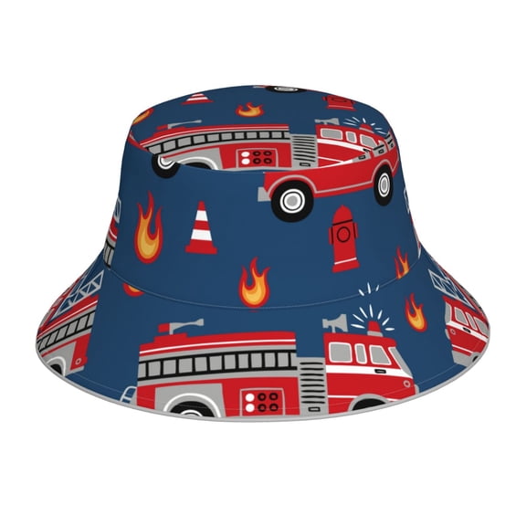 Kdxio Reflective Bucket Hat - Fire Truck 1 Print Bucket Hat for Men,Women