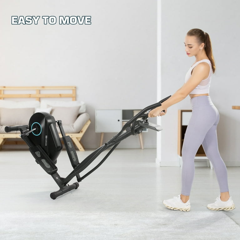 Marnur Compact Elliptical Exercise Machine 14.17 In. Stride LCD Monitor Large Foot Pedal Walmart