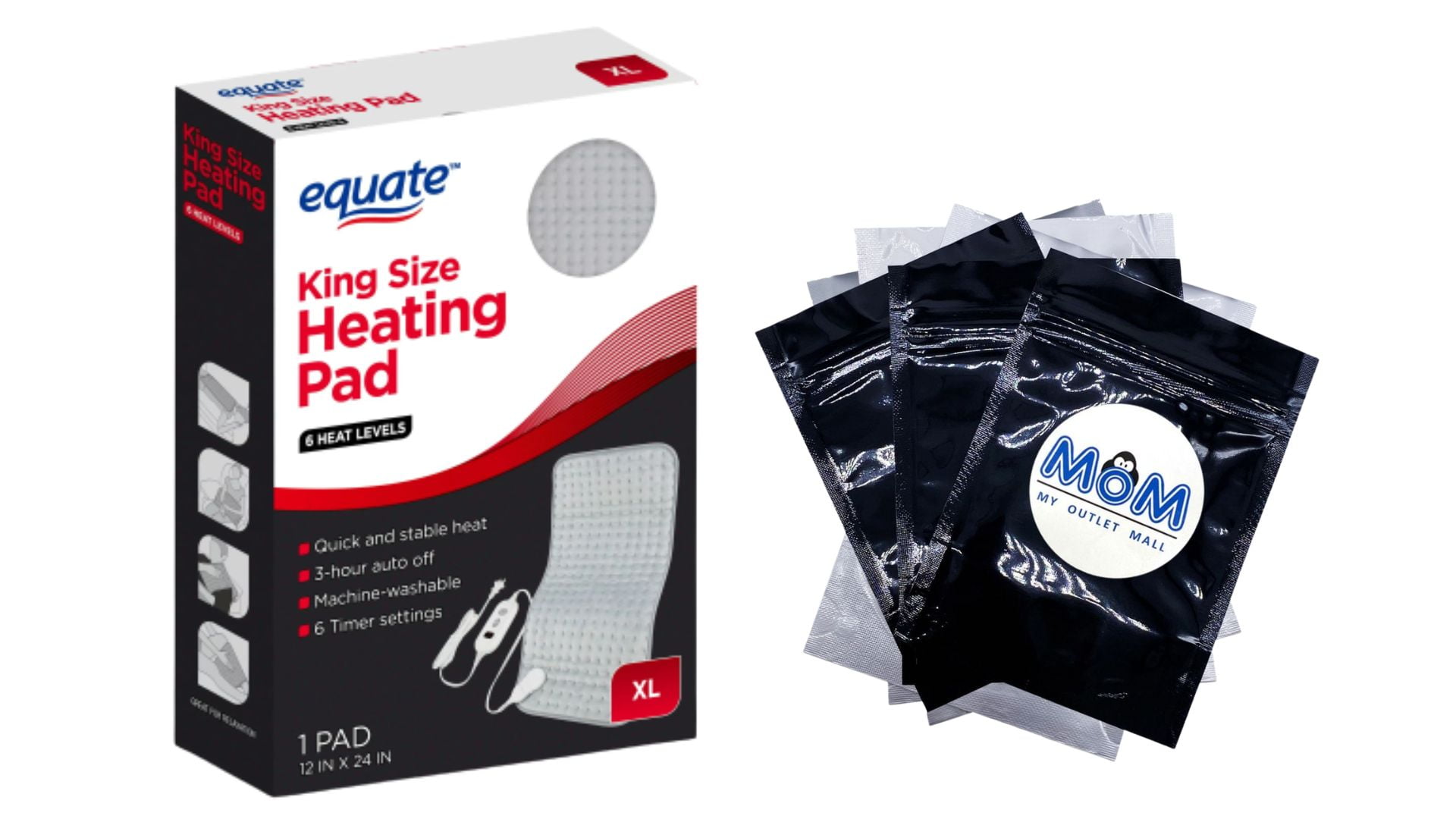 Electric Heating Pad XL, 6 Heat Settings with Auto Shut off, 12 x 24 in