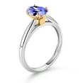 thumbnail image 3 of Gem Stone King 10K White and Yellow Gold Blue Tanzanite Solitaire Engagement Ring for Women (1.16 Cttw, Oval 8X6MM, Gemstone December Birthstone, Available in Size 5, 6, 7, 8, 9), 3 of 4