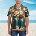 thumbnail image 2 of Honeii Rustic Daisy Mason Jars Print Men’s Hawaiian Shirt,Classic Button-Down Short Sleeve Shirt, for Beach, Vacation, and Outdoor Activities,Small, 2 of 7