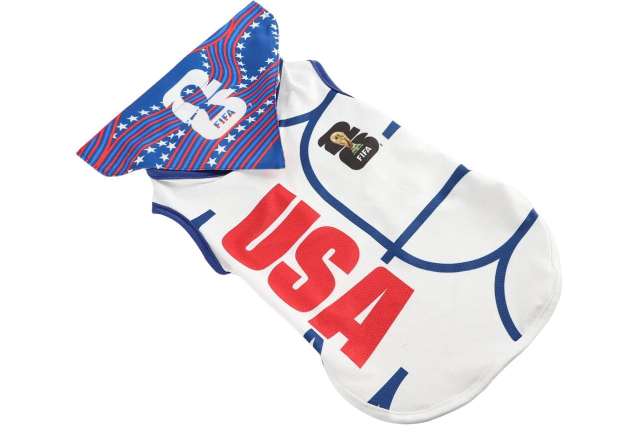 FIFA World Cup 2026 Team USA Pet Soccer Jersey and Bandana for Cats & Dogs, Medium