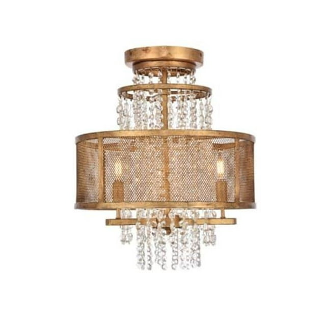 Elegant Lighting 1540F18GI Legacy 3 Light Flush mount, Golden Iron