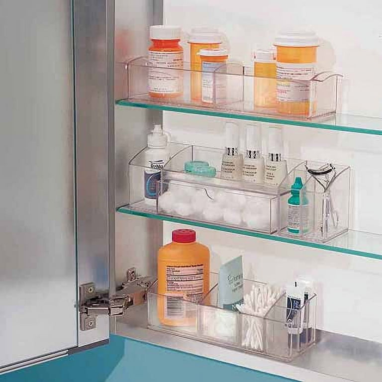 iDesign 43030 Med+ 12 Plastic Divided Vanity Medication and Bathroom  Accessory, 12 x 3 x 3.5, Multi-Level Organizer