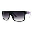 thumbnail image 1 of Womens Flat Top Rectangular Mobster Sunglasses Black Purple Smoke, 1 of 4