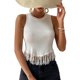 thumbnail image 1 of Blusa sin mangas Ticfox con Cuello redondo y empalme con borlas delanteras para mujer Blanco S, 1 of 11