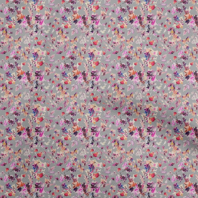 oneOone Polyester Spandex Gray Fabric Abstract Floral Sewing Material Print Fabric By The Yard 56 Inch Wide