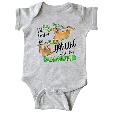

Inktastic Id Rather Be Hanging with my Grandma- Cute Sloths Gift Baby Boy or Baby Girl Bodysuit
