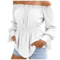 thumbnail image 3 of GEWSEY Womens Tops Off The Shoulder Blouses for Women Dressy Casual Cute Puff Sleeve T Shirts Fashion 2026 (White, XL), 3 of 9