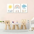 thumbnail image 6 of 3Pcs Boho Nursery Canvas Wall Art Play All Day Kids Room Wall Decor Pictures Rainbow Sun Cloud Posters Prints for Boy Girl Bedroom Playroom Classroom Decoration, 12x16in, 6 of 6