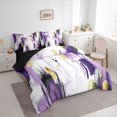 thumbnail image 3 of jejeloiu Retro Splash Ink 7-Piece Bedding Comforter Set,White Purple King Bedding Sets For Adult Reversible, 3 of 8