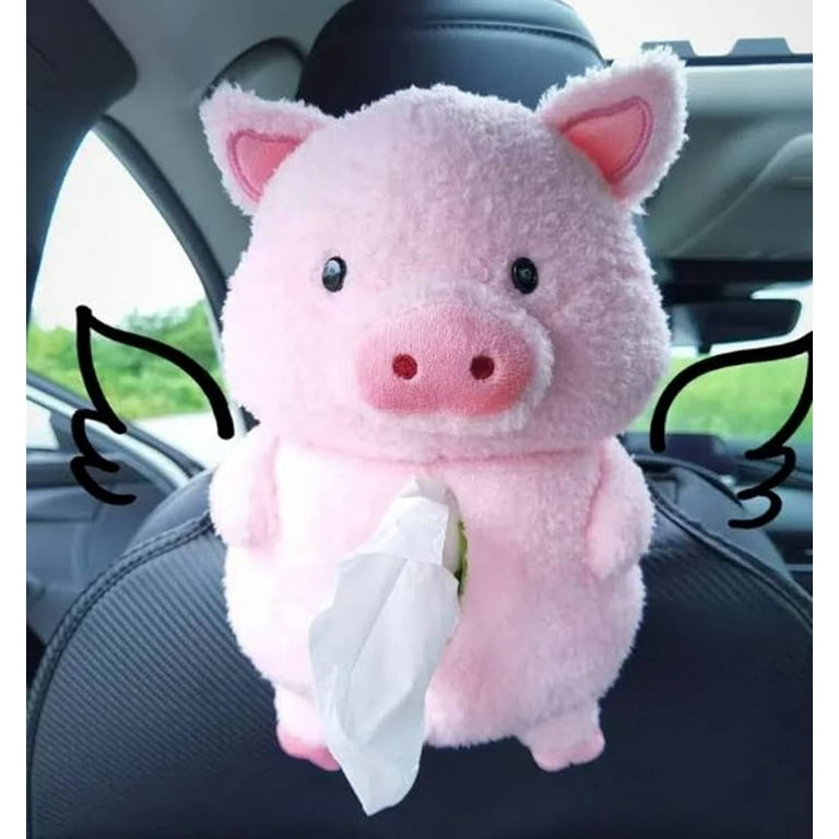 Plush Pink Pig Car Tissue Holder and Hook Set! Auto Back Seat Napkin Box  Cover and Hook Hanger! Cute Cartoon Tissue Box for Car! Choose Your Style!  (Pink Pig) 