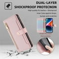 thumbnail image 5 of Leather for iPhone 16 Plus 6.7" Case with 6-Card Holder Zipper Bills Slot, Soft Sheepskin Shoulder Wrist Strap Wallet Case Women,Pink,For iPhone 16 Plus, 5 of 8