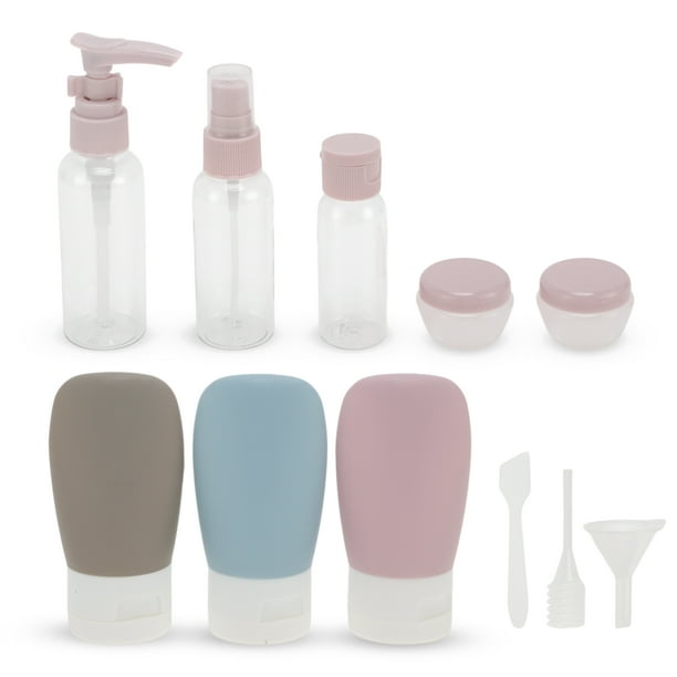 Conjunto de Contenedores de Viaje Únicos 1 Set Botellas de Viaje Portátiles PE Rosa Púrpura Azul Gris