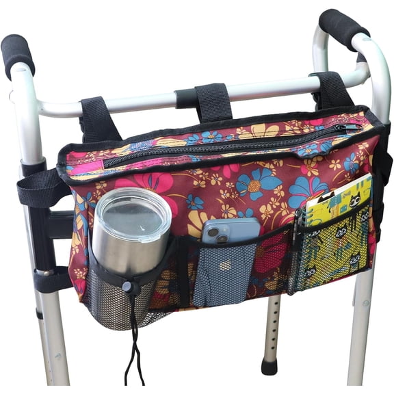 Hautllaif Update Walker Bag Hand Free Storage Bag Walker Attachment Handicap Basket Pouch for Rollator, Wheelchair, Folding Walkers