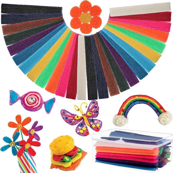 Wachsstäbchen, 1500 Stück, biegbar, klebrig, Wachs-Garnstäbchen, wiederverwendbare Formstäbe, Wachsschnur mit Aufbewahrungsbox für Handwerk, DIY-Projekte, Kunstbedarf