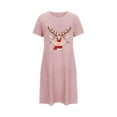 thumbnail image 2 of TMOYZQ Nightgowns for Women Cute Christmas Print T Shirt Dresses Casual Short Sleeve Loose Fit Lounge Shirt Dress Nightgowns on Sale Clearance 2025, 2 of 5