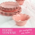 thumbnail image 3 of Paris Hilton Heiress Collection 12-Piece Stoneware Dinnerware Set, Plates & Bowls Dish Set, Service for 4, Microwave & Dishwasher Safe, Rose Pink with Scalloped Ruffle Rim, 3 of 8