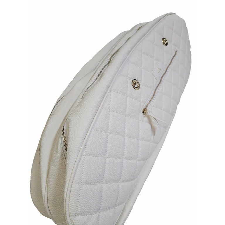 Masson Double Racket Bag White Leather with Gold Accents  display picture 3