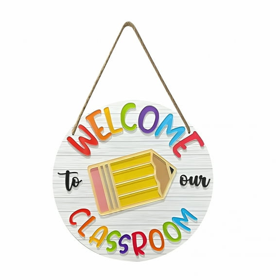 LAMIRO Welcome Classroom Back to School Decor Welcome Front Door Sign Back to School Decorations Door Decoration Farmhouse Wooden Sign Homeowner Gifts,Welcome Sign for Classroom