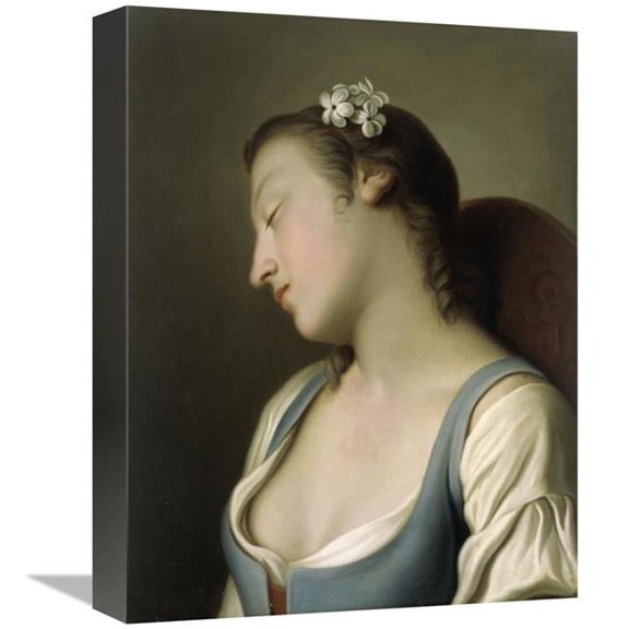 16 in. A Young Girl Asleep in a Chair Art Print - Pietro Antonio Rotari