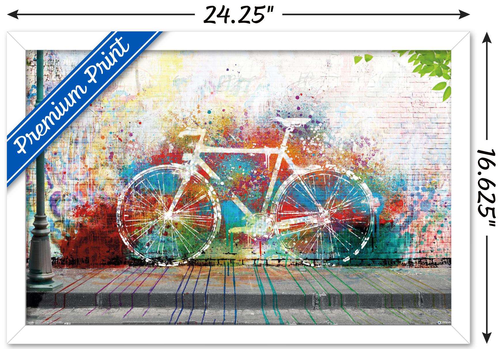Ghost Bike Wall Poster, 14.725" x 22.375", Framed