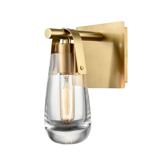 Claxy Brass Wall Sconce with Raindrop Clear Glass Shade