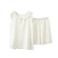 thumbnail image 3 of Bxsruta Women's Floral Print Pajama Set Sleeveless Ruffle Trim Top and Shorts 2 Piece Sleepwear for Women Lightweight Lounge Wear, 3 of 7