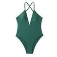 thumbnail image 5 of Yuncity Women's One-Piece Swimsuits Deep V Neck Shapewear Backless Thong Bodysuit Tank Top Bathing Suits Swimwear For Beach Pool Green S-Xl, 5 of 5