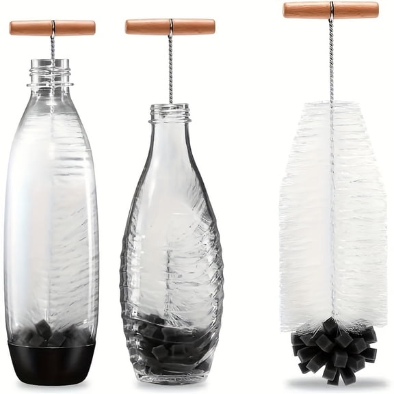 Bottle Cleaning Brush Set 4 in Diameter,Dense Sponge Head for Thermos and Coffee Machine,Long Handle for Thorough Cleaning and Hard-to-Reach Areas