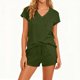 thumbnail image 1 of TaTaai Women's 2-Piece Solid Outfit - Short Sleeve Top & Elastic Waist Drawstring Shorts with Pocket, Casual Basic Set for Daily Wear Gift, 1 of 7