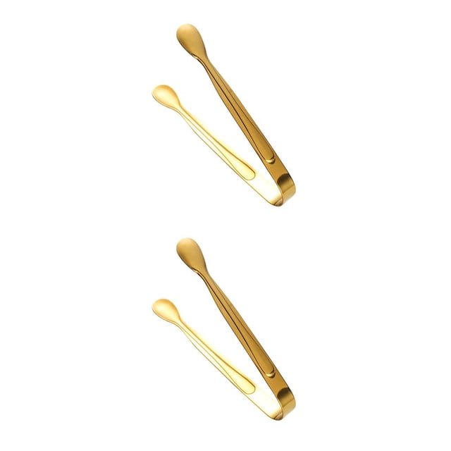 Ounissouiy Pinza de azúcar de acero inoxidable, elegante recolector de cubitos de hielo de Color sólido, barra para el hogar, cocina, café, comida, Oro 2piezas Ounissouiy CBP030851
