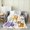 thumbnail image 2 of Jungle Animal Flannel Fleece Throw Blanket Throw 50"x60" Cute Zoo Animal Fuzzy Blanket for Sofa Couch Cartoon Wild Print Bed Blanket Cartoon Lion Tiger Elephant Plush Blanket Throw 50"x60", 2 of 6