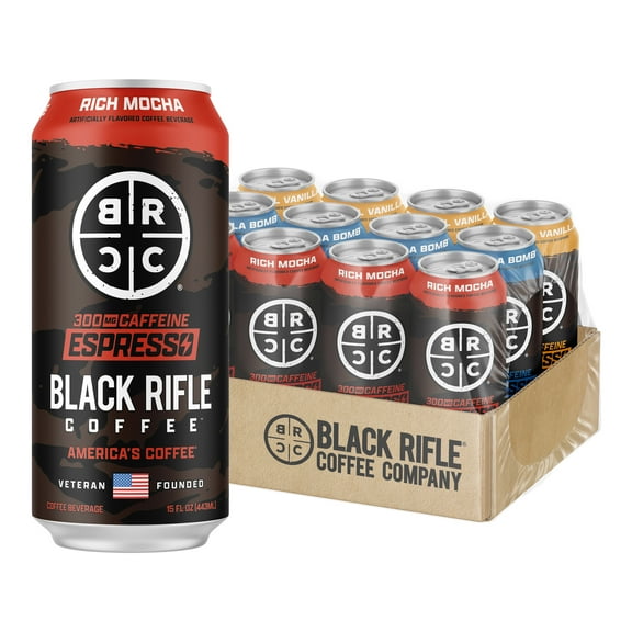 Black Rifle Coffee Company RTD Variety Pack, Ready to Drink for Instant Energy 12 Pack, 15oz, Can