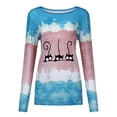 thumbnail image 3 of Hauts pour Femmes 2023 T-Shirt Imprimé Patchwork Col Rond Décontracté Blouse en Solde, 3 of 7