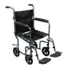 Drive Medical 19 Inches Steel Transport Chair With Removable Desk Arm, Silver Vein Frame, Black Upholstery - 1 Ea