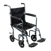 Drive Medical 19 Inches Steel Transport Chair With Removable Desk Arm, Silver Vein Frame, Black Upholstery - 1 Ea